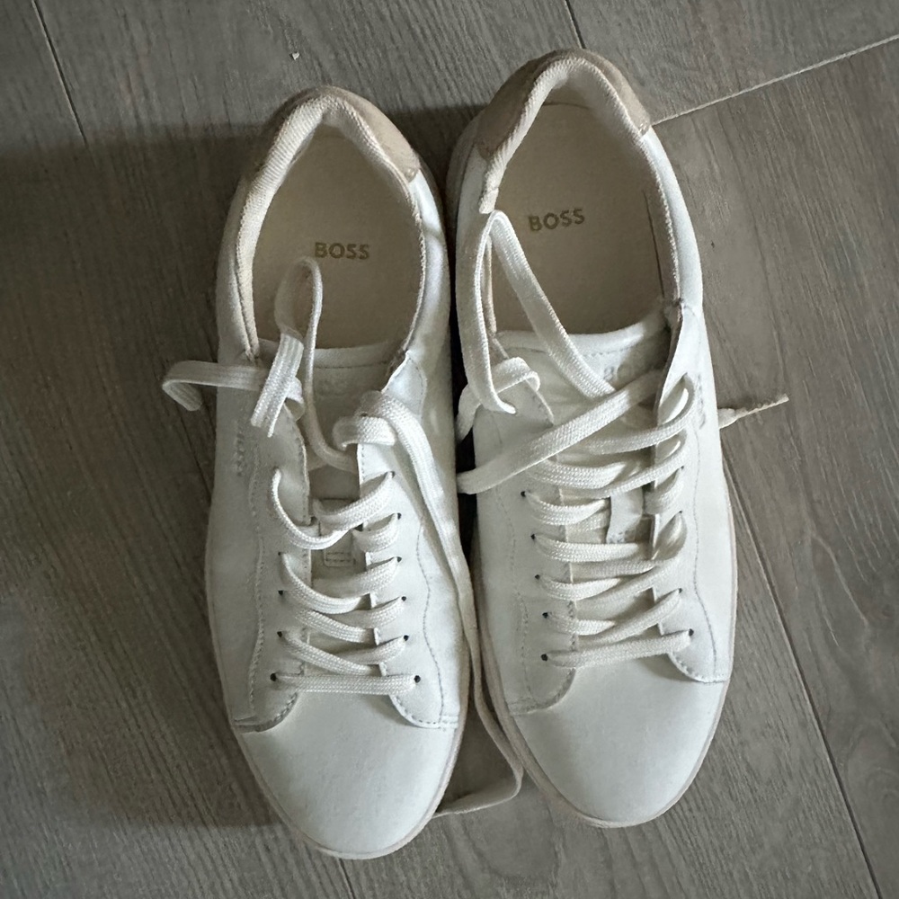 Boss Classic White Lace-Up Sneakers